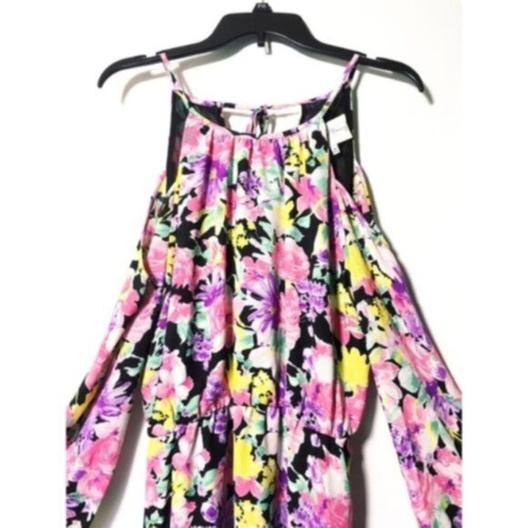 Charles Henry Womens Pink Floral Cold Shoulder Long Sleeve Dress Sz M New - Picture 6 of 7